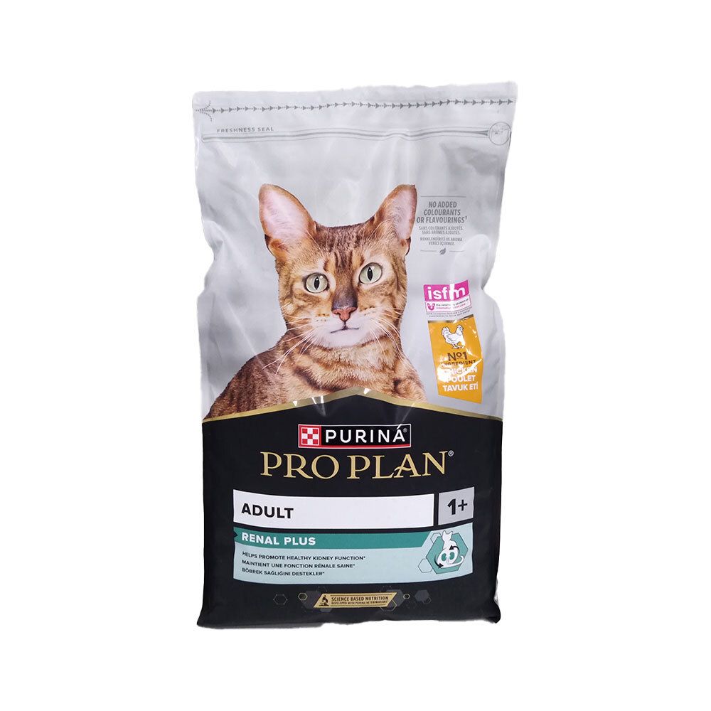 Sac de nourriture pour chats. Purina Pro Plan Adult Renal Plus. Image d'un chat. Avec sceau.