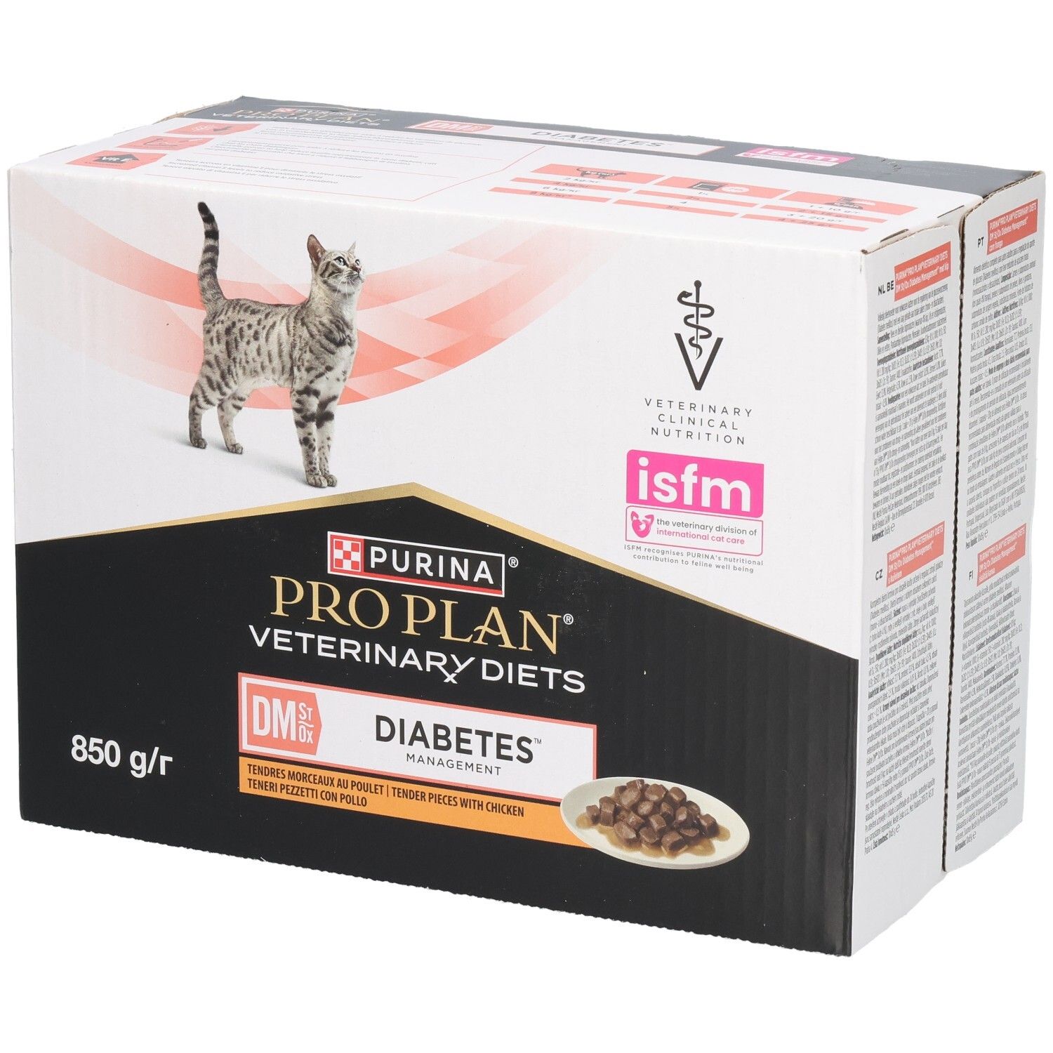 Boîte PRO PLAN® VETERINARY DIETS Feline DM St/Ox Diabetes Management. Chat, image produit, 850 g/r.