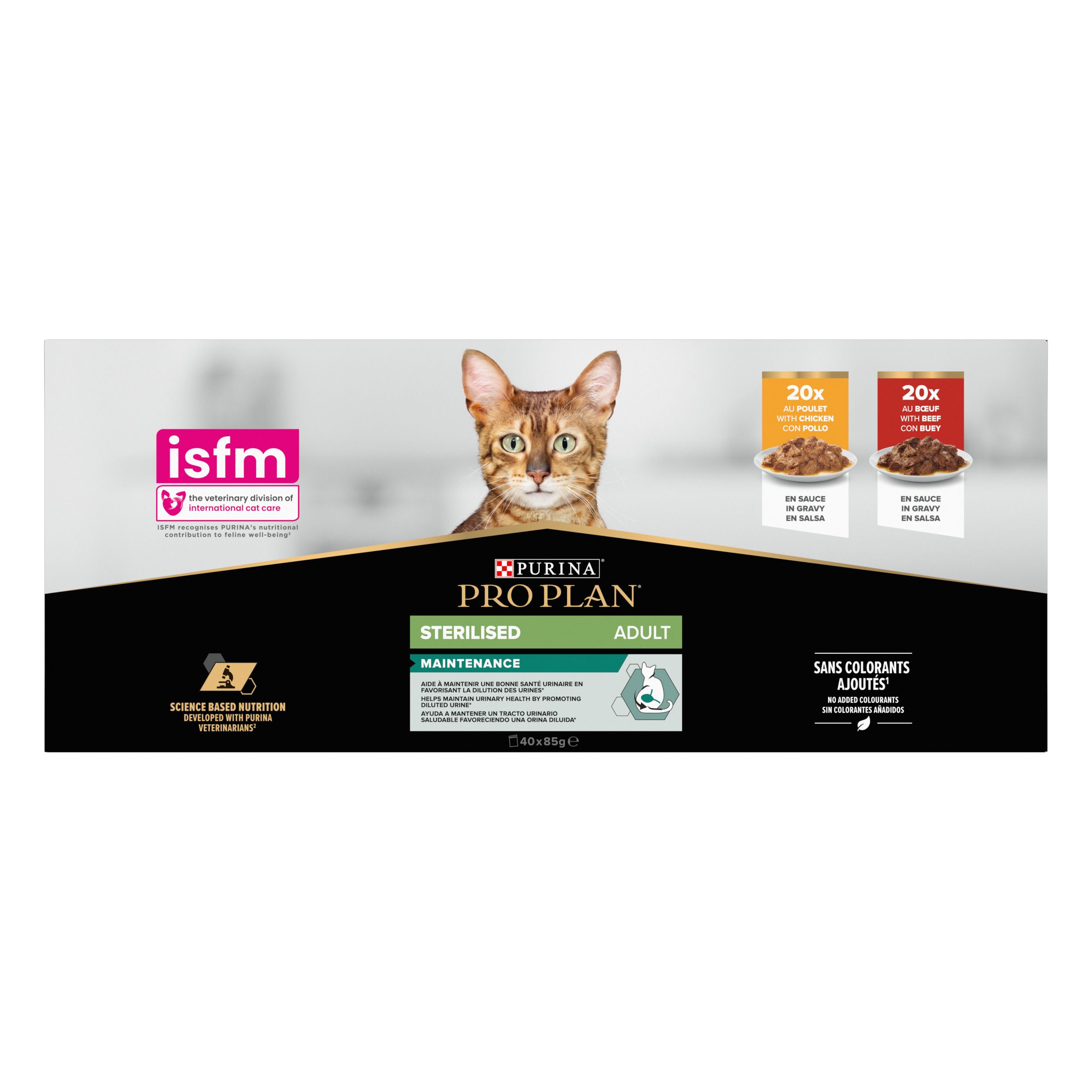 Purina Pro Plan Adulte Stérilisé nourriture humide pour chats, 40x85g sachets.