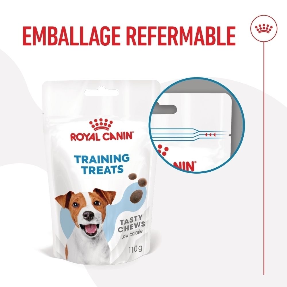 Sachet Royal Canin Training Treats avec emballage refermable.
