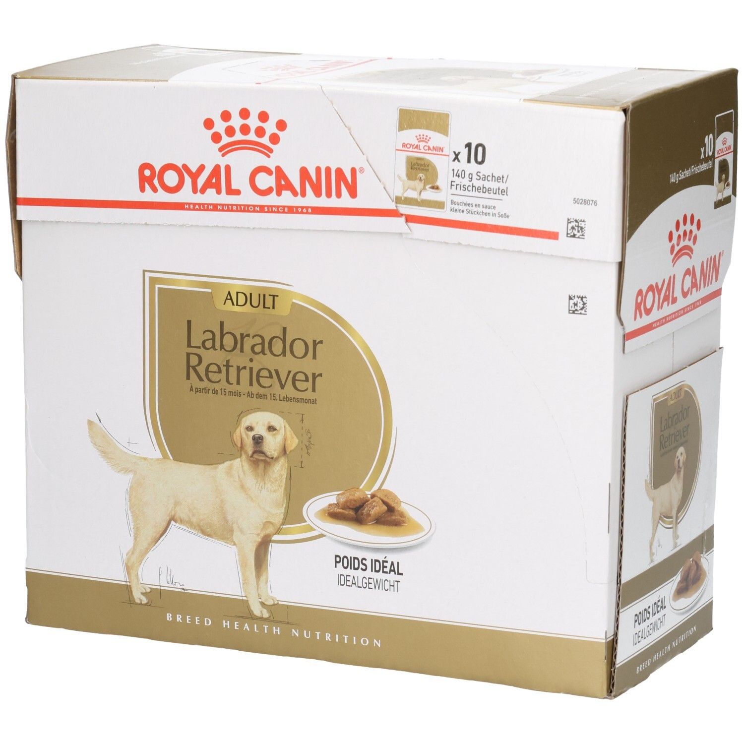 Boîte Royal Canin Labrador Retriever Adulte contenant 10 sachets.