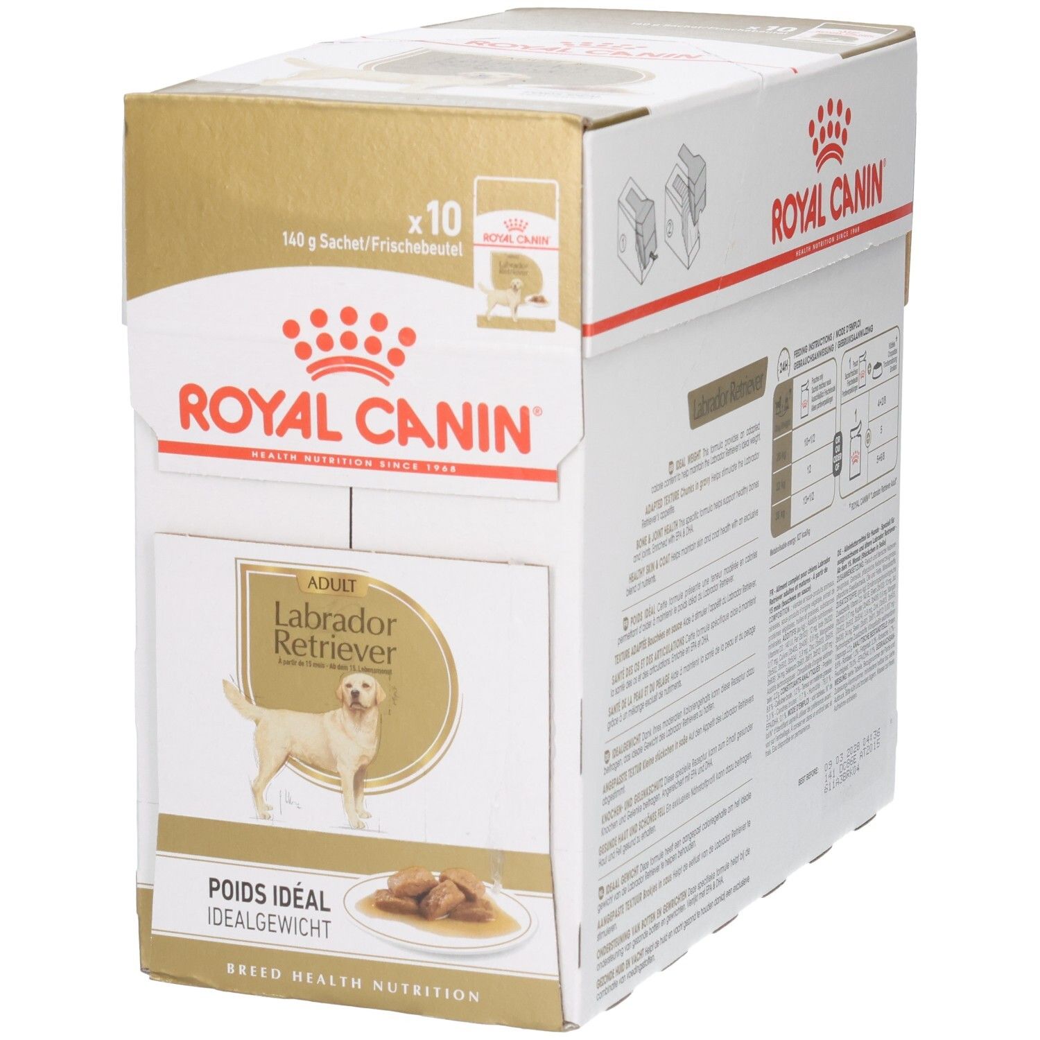 Boîte Royal Canin Labrador Retriever Adulte contenant 10 sachets.
