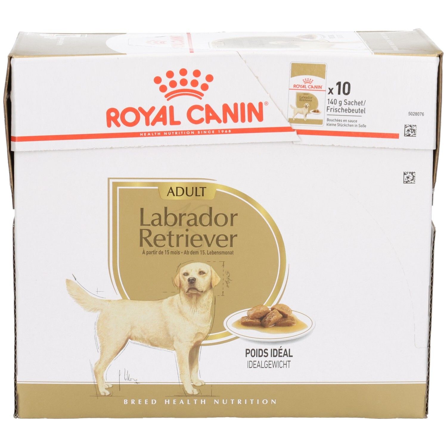 Boîte Royal Canin Labrador Retriever Adulte contenant 10 sachets.