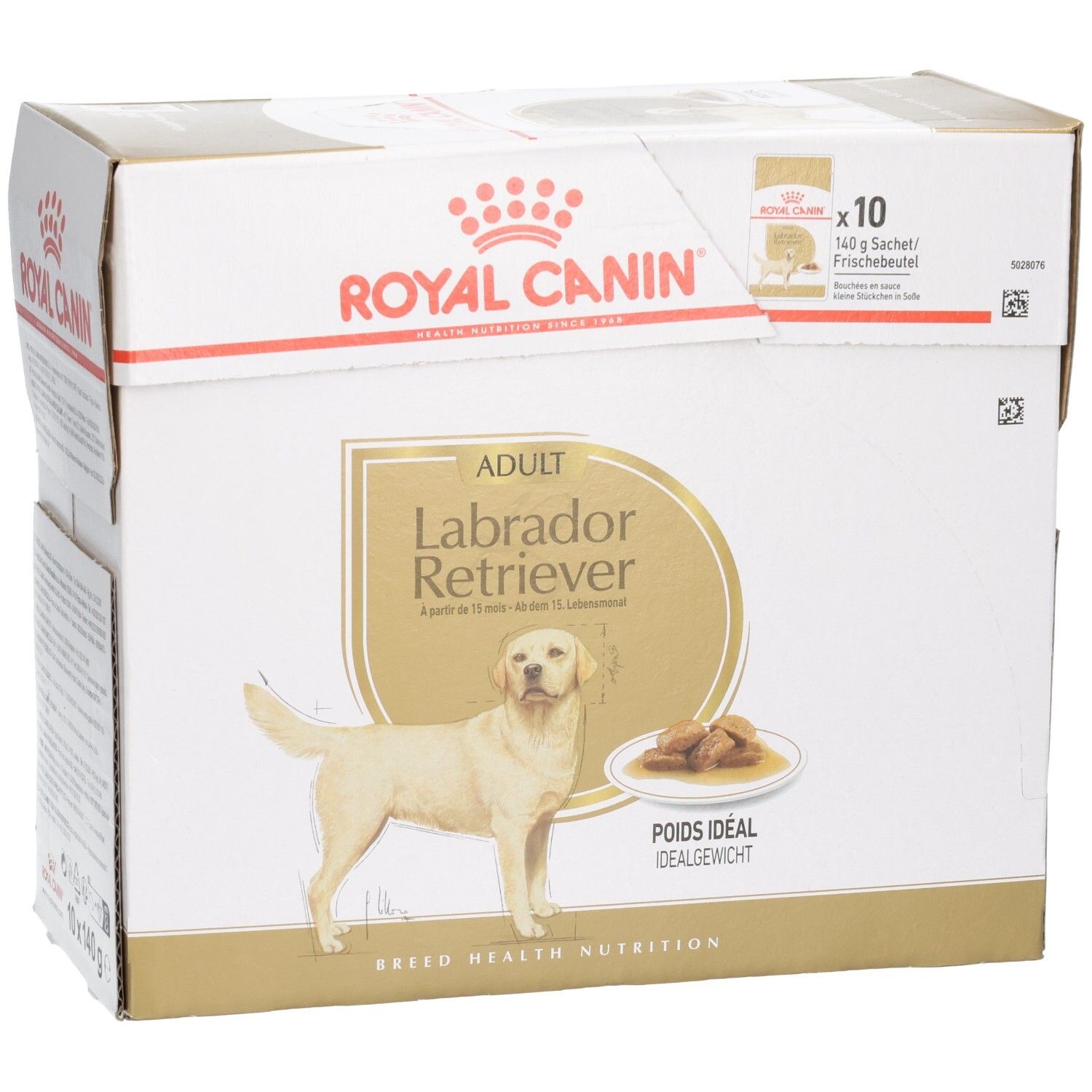 Boîte Royal Canin Labrador Retriever Adulte contenant 10 sachets.