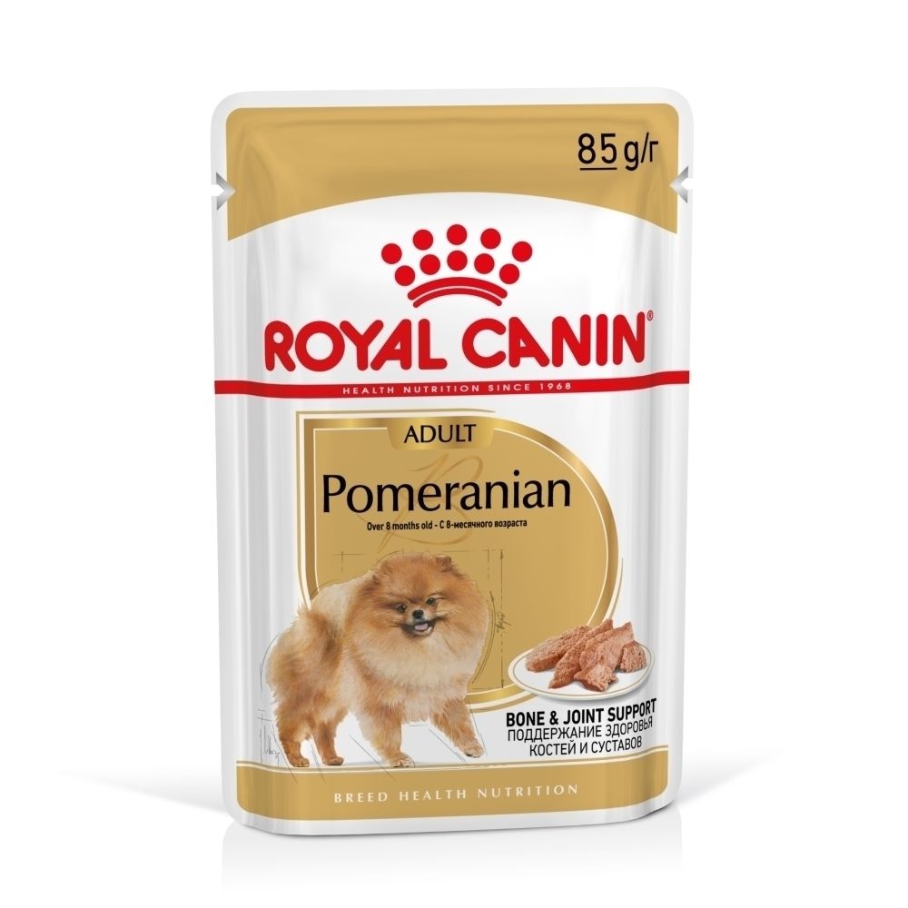 Sachet Royal Canin Pomeranian Adulte, 85g. Soutien osseux et articulaire.