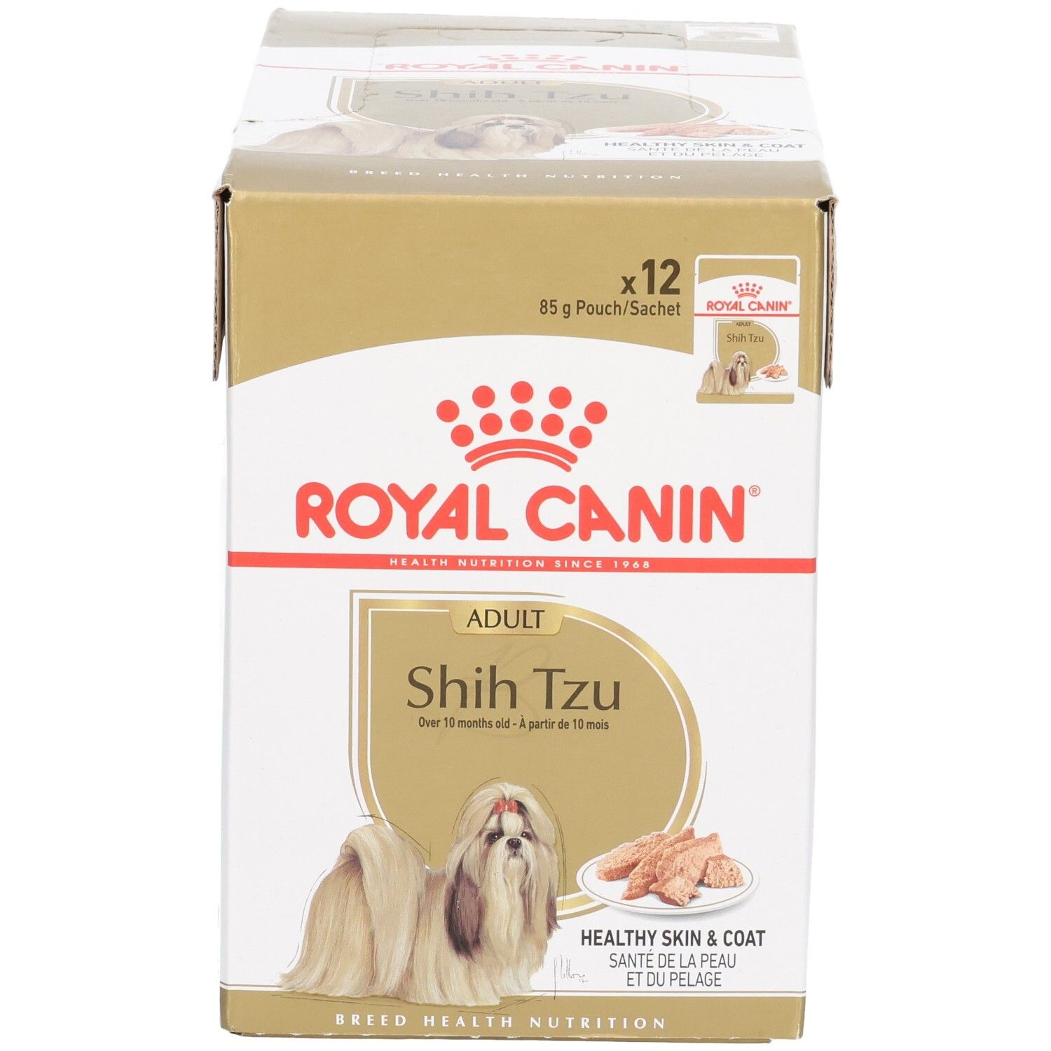 Royal Canin Shih Tzu Adulte : Recommandations d'alimentation et instructions sur l'emballage.