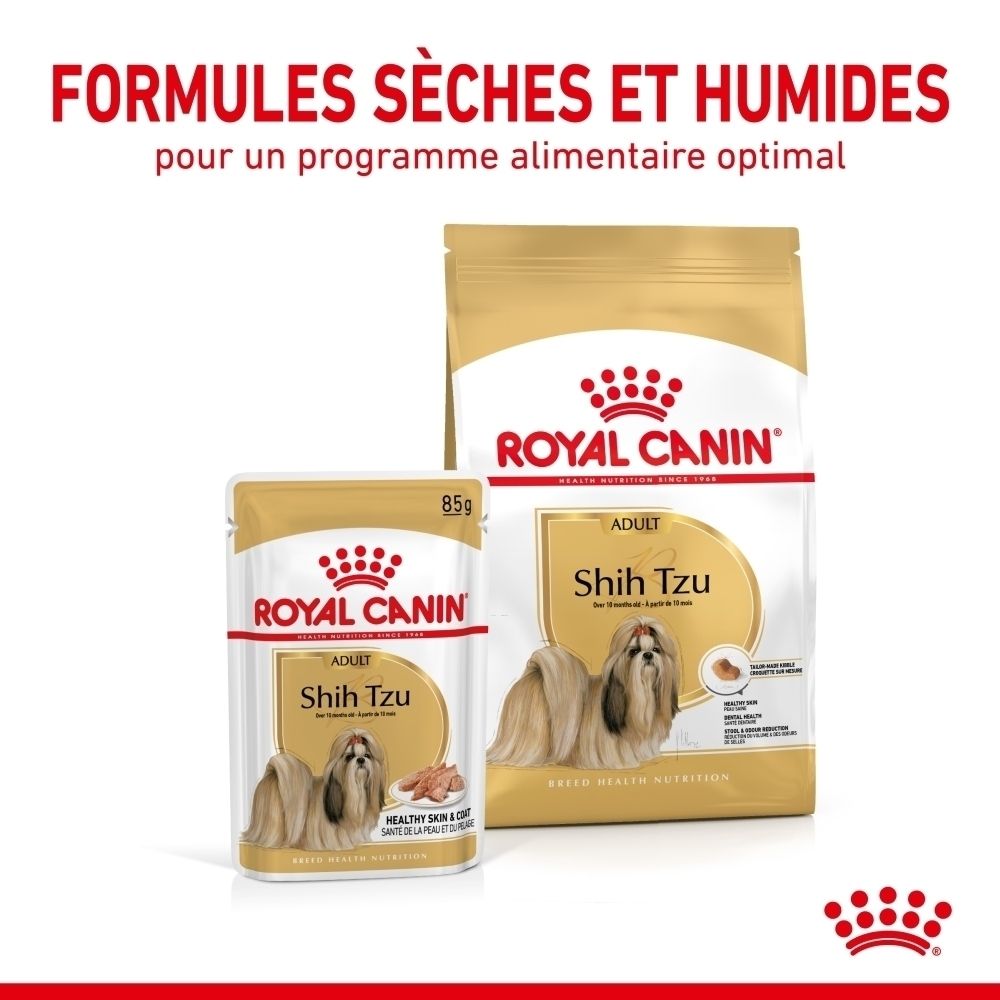Sachet Royal Canin Shih Tzu Adulte texture adaptée.