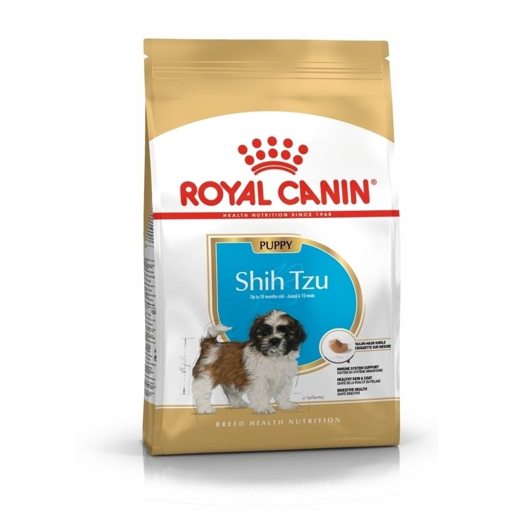 Sac Royal Canin Shih Tzu Puppy. Montre un chiot et des informations produit.