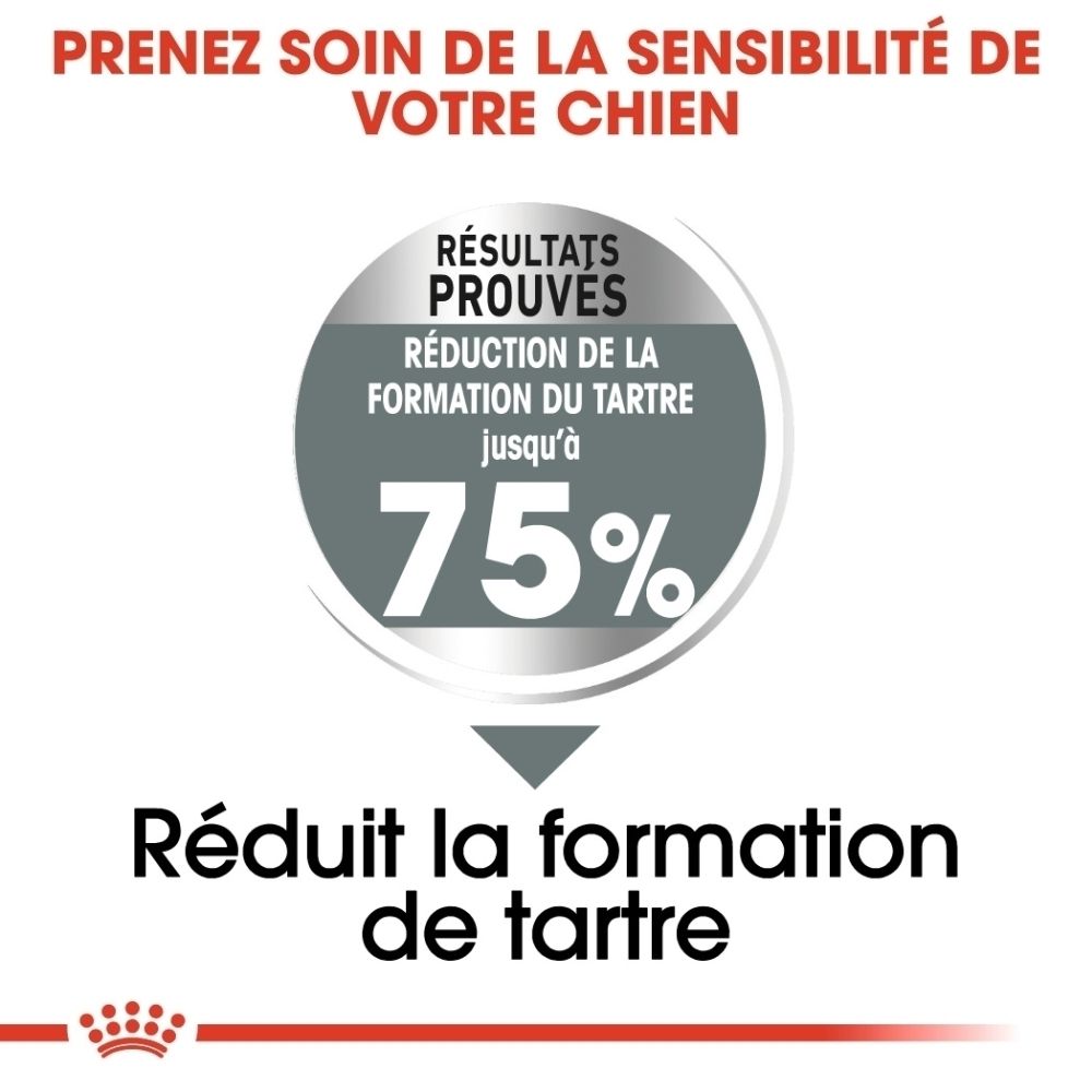 Soins pour chien : Réduit la formation de tartre jusqu'à 75%.