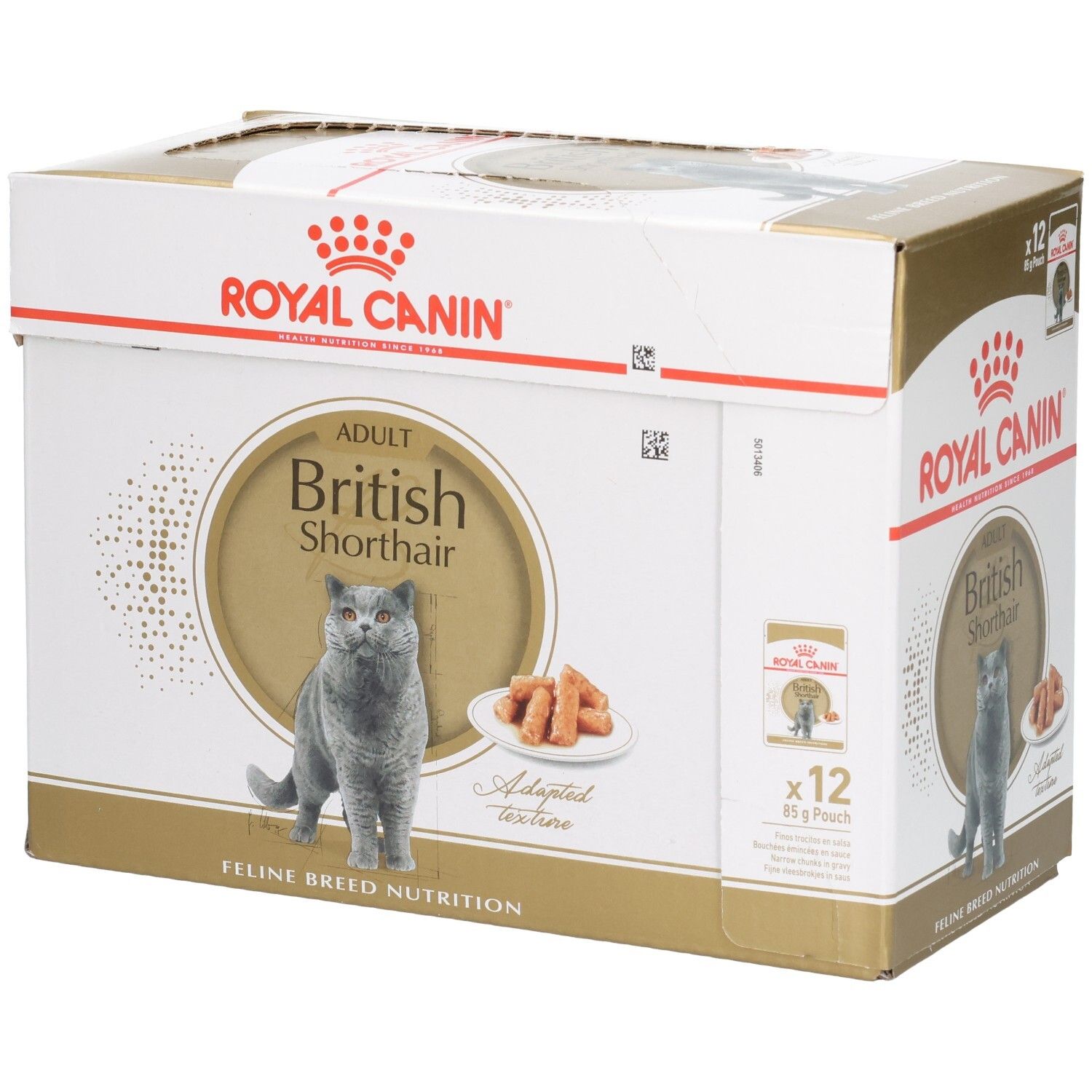 Boîte de nourriture Royal Canin British Shorthair Adulte, 12 sachets de 85g.