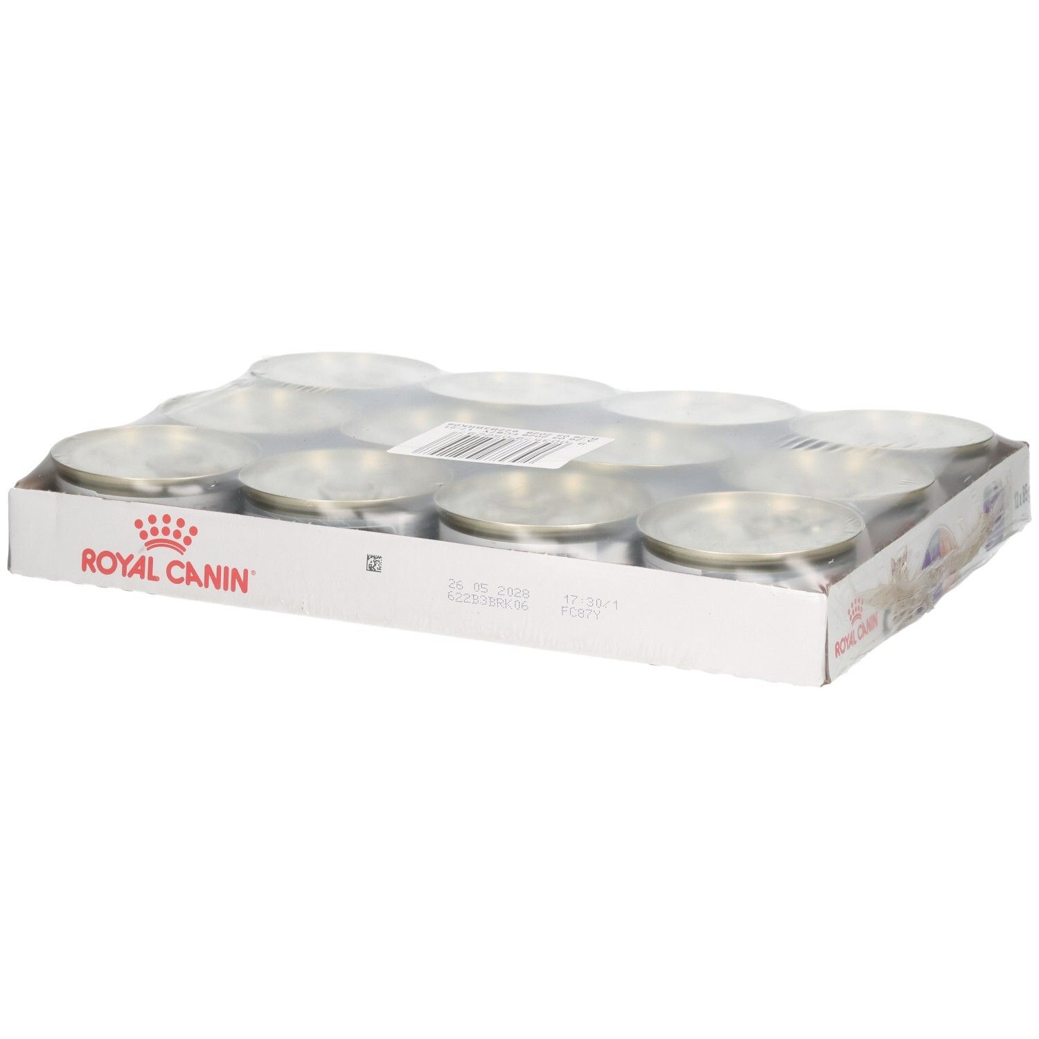 Douze boîtes de Royal Canin FCN Appetite Control Mousse en carton.