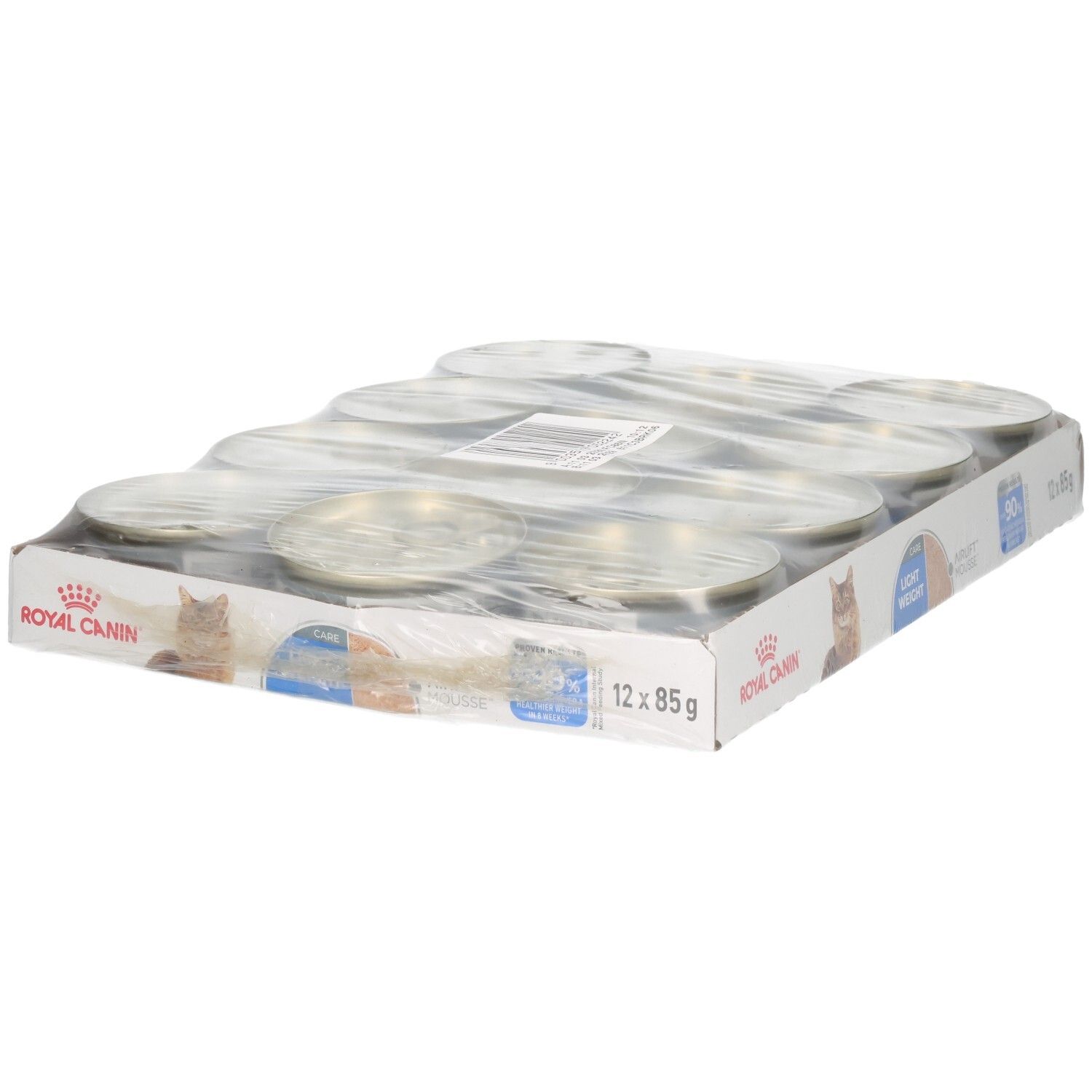 Mousse Royal Canin Light Weight pour chats, pack de 12x85g.