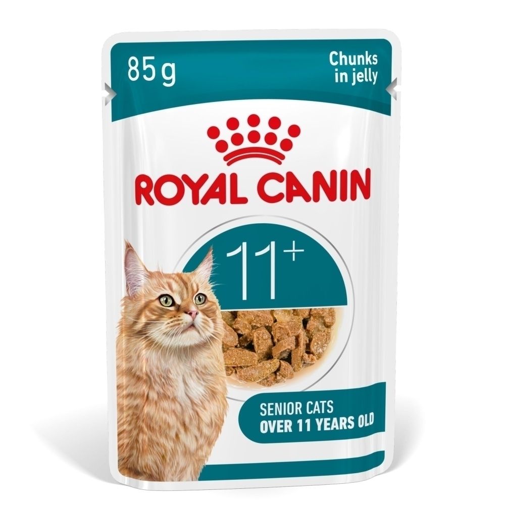 Sachet Royal Canin 11+ 85g, morceaux en gelée, pour chats seniors.