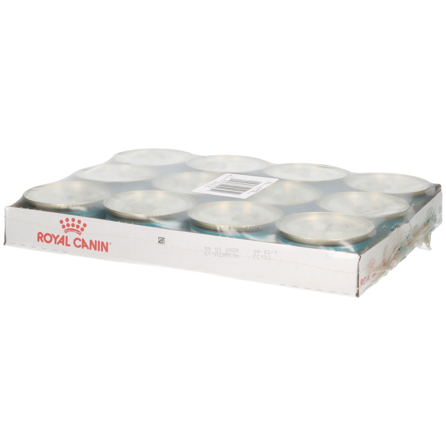Emballage de 12 boîtes de nourriture pour chats Royal Canin, 85g par boîte.
