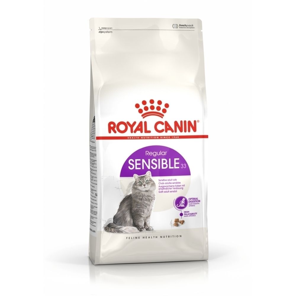 Sac de croquettes Royal Canin FHN SENSIBLE 10kg, vue de face.