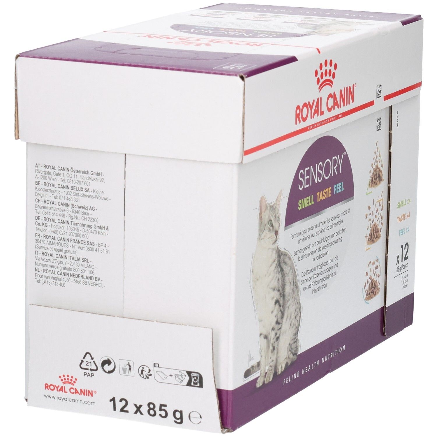 Royal Canin Multipack nourriture chat: Dos avec informations produit et logos.