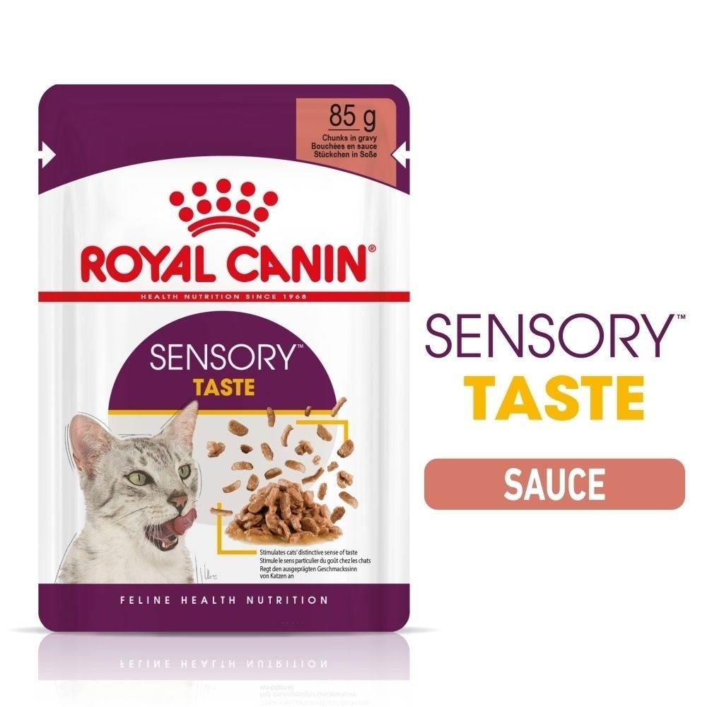 Sachet Royal Canin Sensory Taste de 85g de nourriture en sauce.