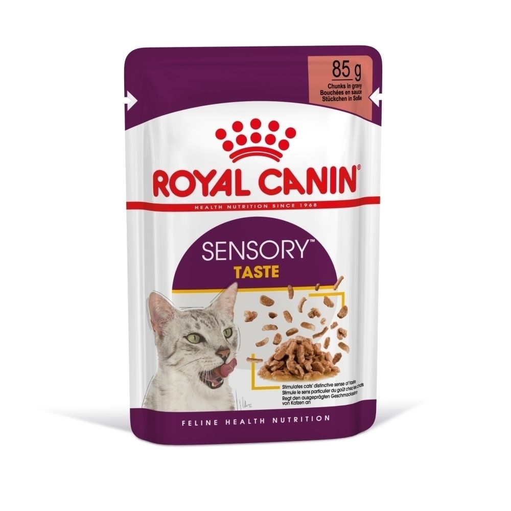 Sachet Royal Canin Sensory Taste de 85g de nourriture en sauce.