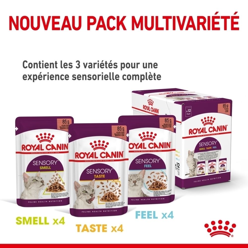 Sachet Royal Canin Sensory Taste de 85g de nourriture en sauce.