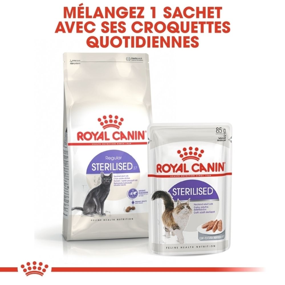 Changement d'emballage: Nouveau look, recette améliorée de Royal Canin Sterilised.