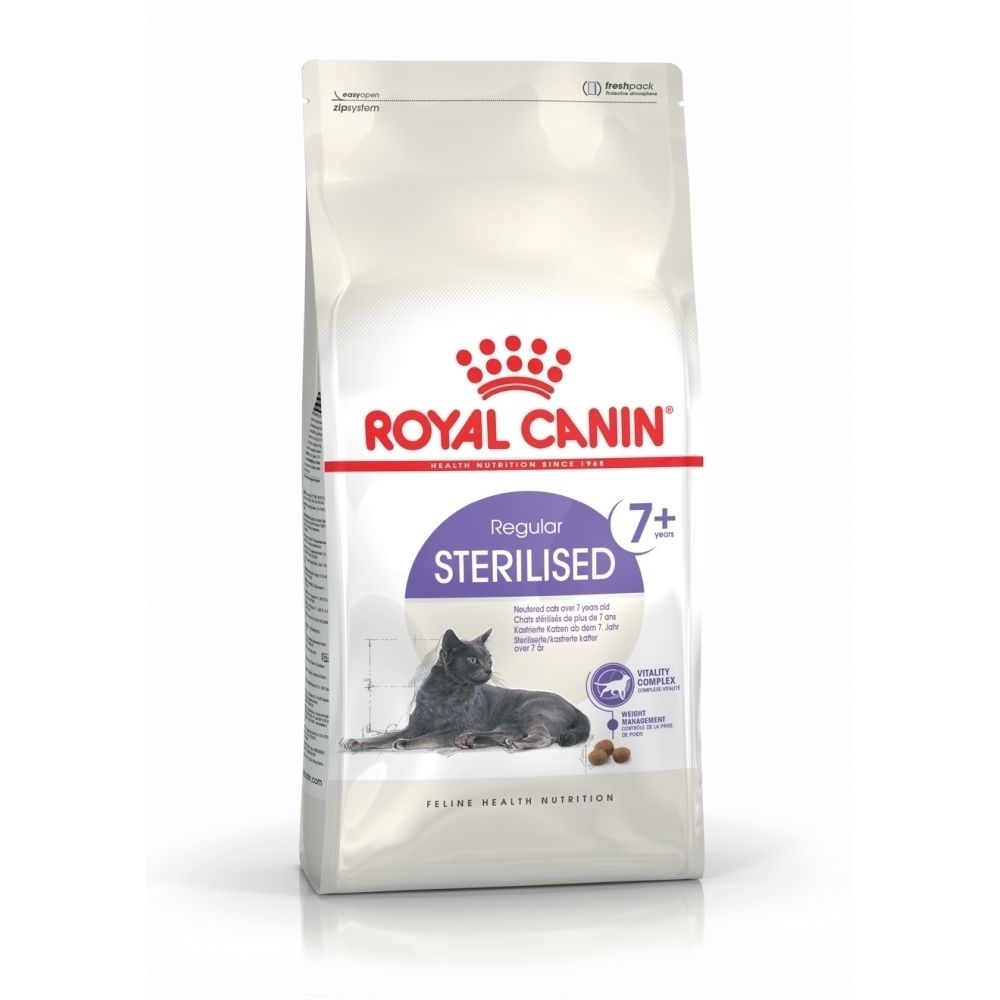 Croquettes Royal Canin Sterilisé 7+: Identification du produit et caractéristiques principales.