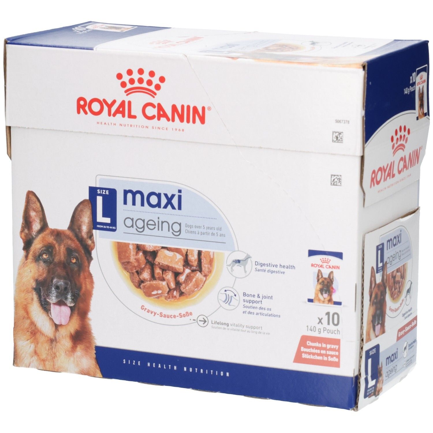 Royal Canin Maxi Ageing: Lot de 10 sachets de 140g pour chiens de plus de 5 ans.