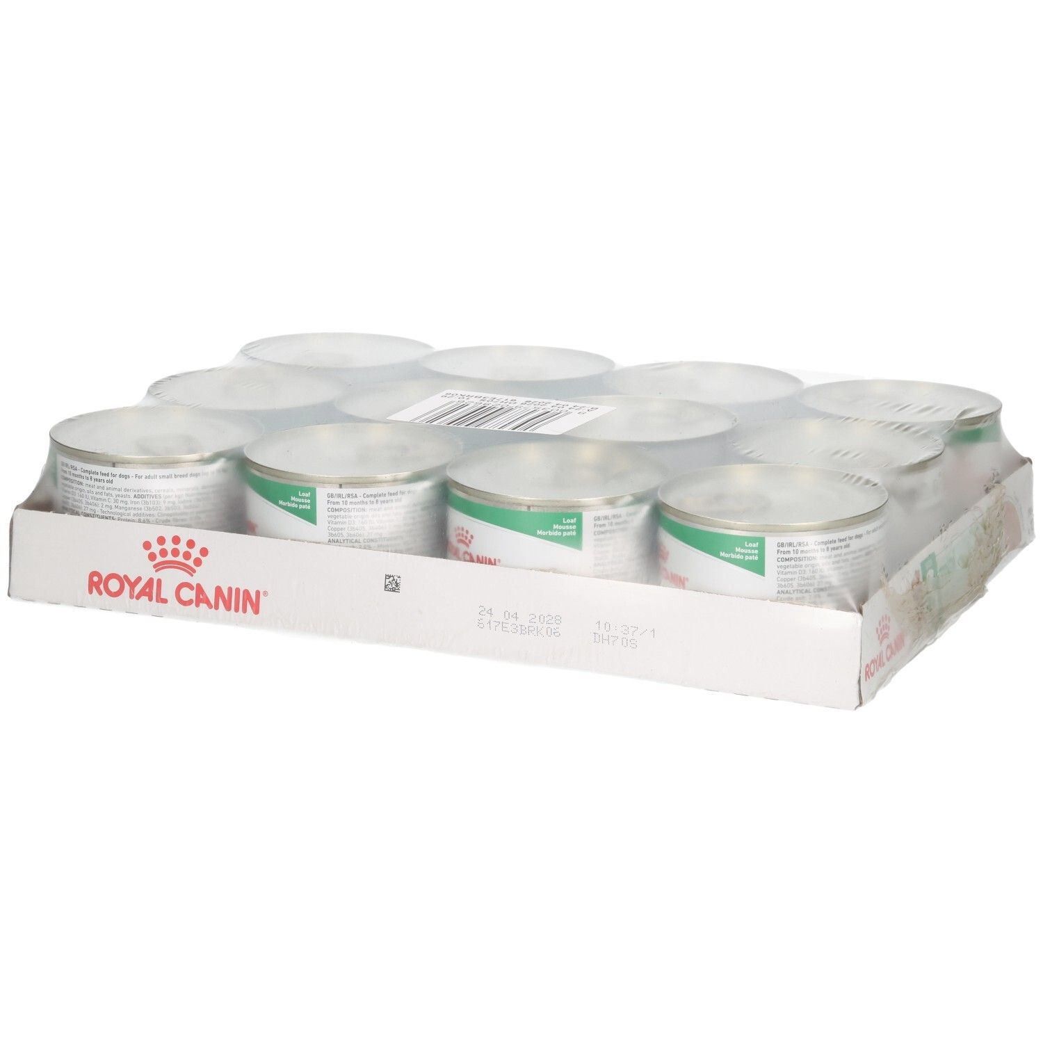 Pack de 12 boîtes Royal Canin SHN MINI ADULT LOAF de 195g.