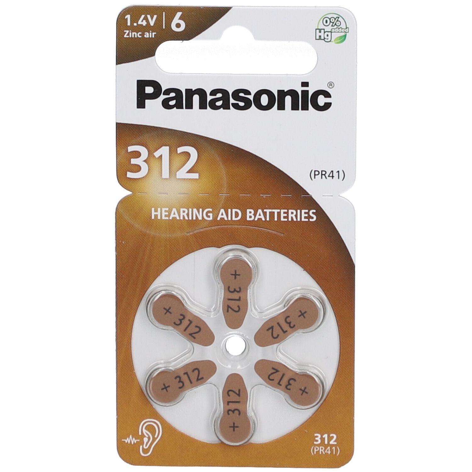 Panasonic® Zinc Air Piles PR 312H 1,4V Brun