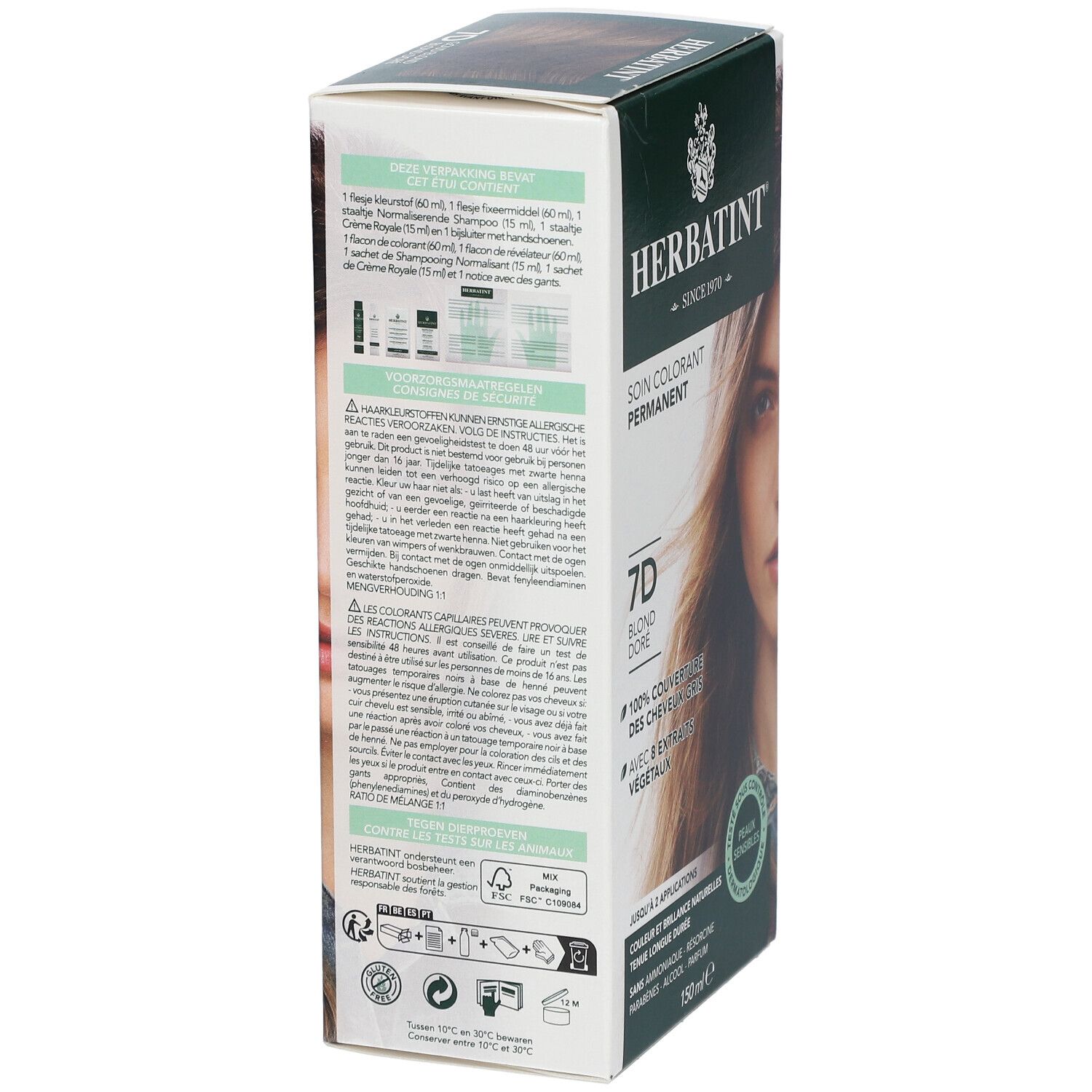 HERBATINT® Soin Colorant Permanent Blond Doré 7D