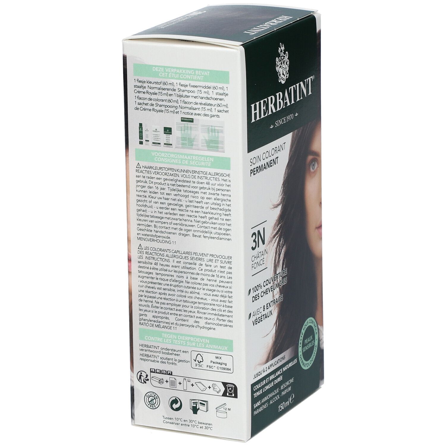 Herbatint Soin Colorant Permanent Châtain Foncé 3N