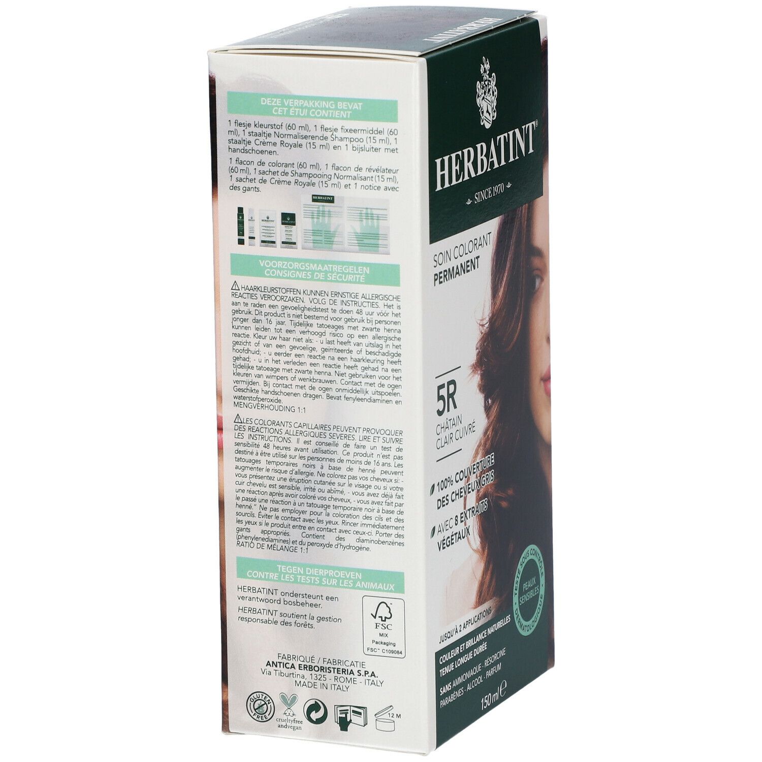Herbatint Soin Colorant Permanent Châtain Clair Cuivre 5R