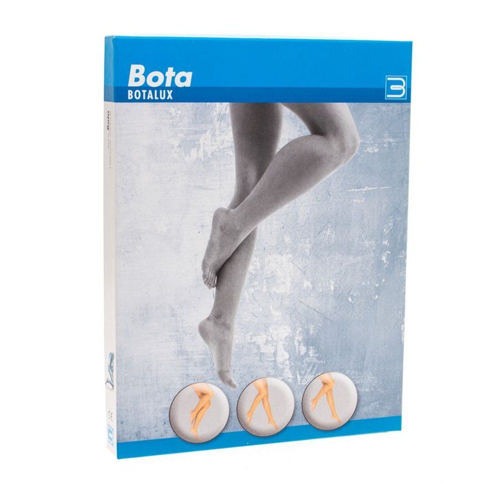 Emballage du produit. Collant de soutien Bota Botalux 40. L'emballage montre une personne portant le collant. Taille 6.