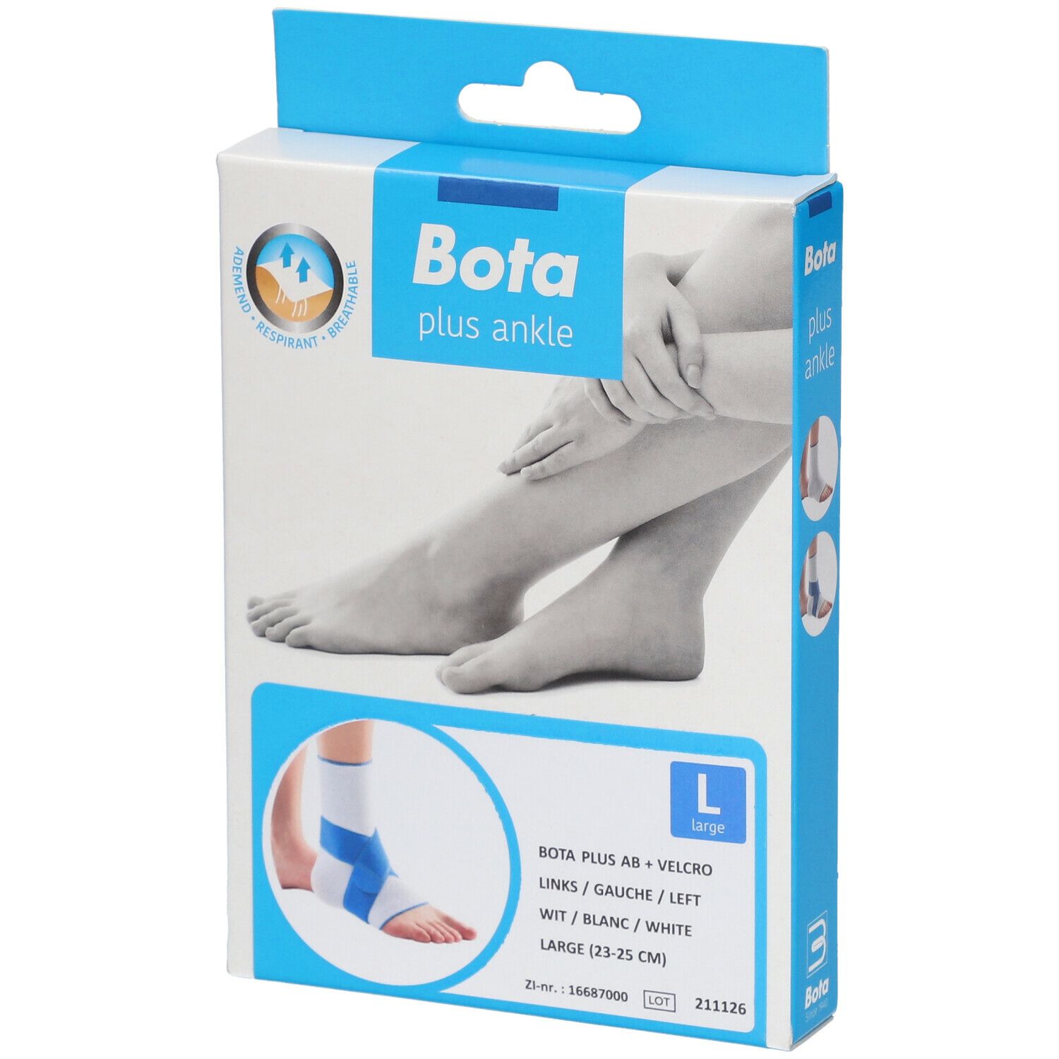 Bota Plus AB Cheville + Velcro Gauche Blanc Large