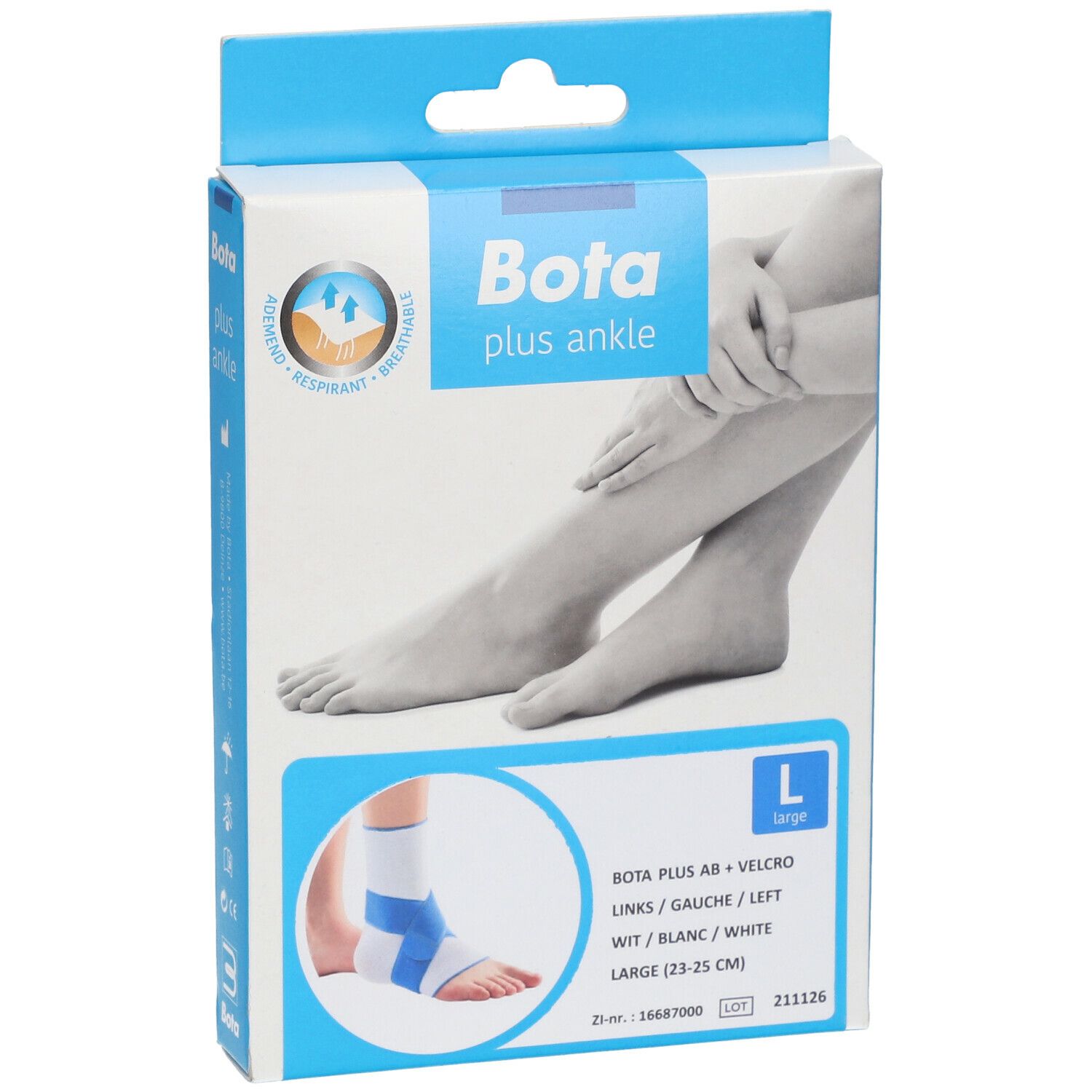 Bota Plus AB Cheville + Velcro Gauche Blanc Large