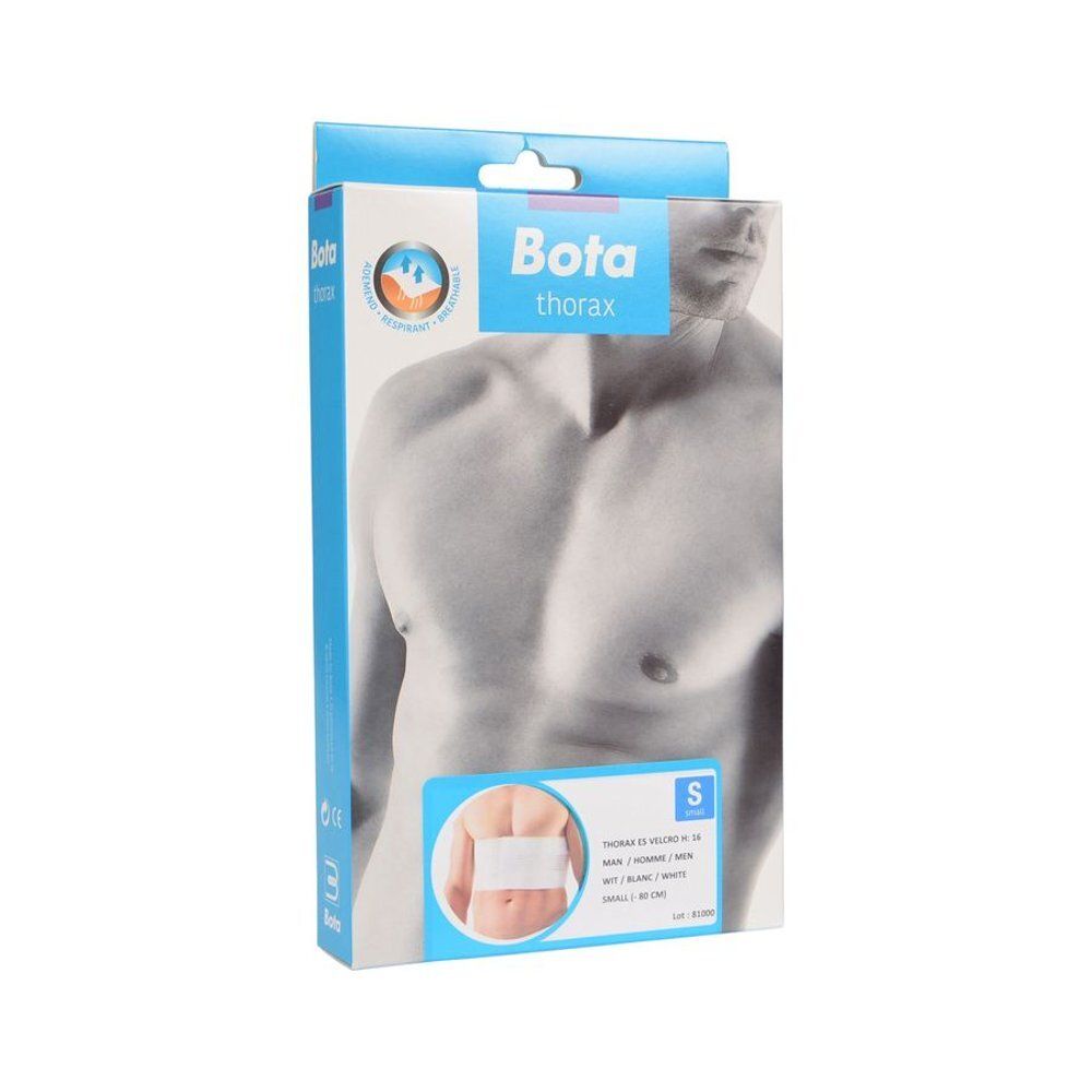 Emballage Bota Thorax, face avant. Image d'un homme. Taille S. Informations produit.