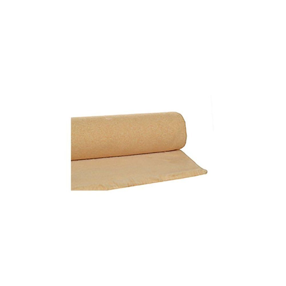 Rouleau beige, probablement en tissu. Partiellement déroulé, montrant une surface plane. Matériau textile, probablement pour le bien-être.