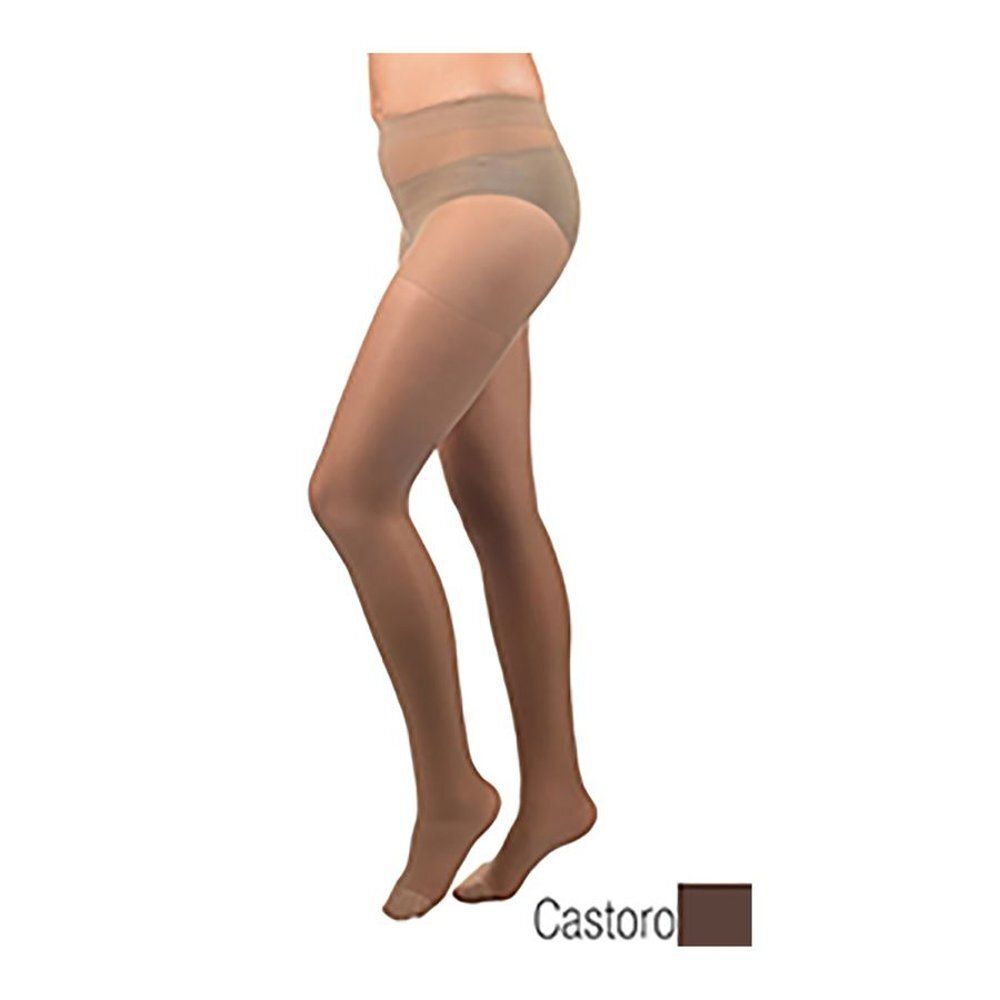 Jambes dans un collant. Collant marron. Couleur Castoro.