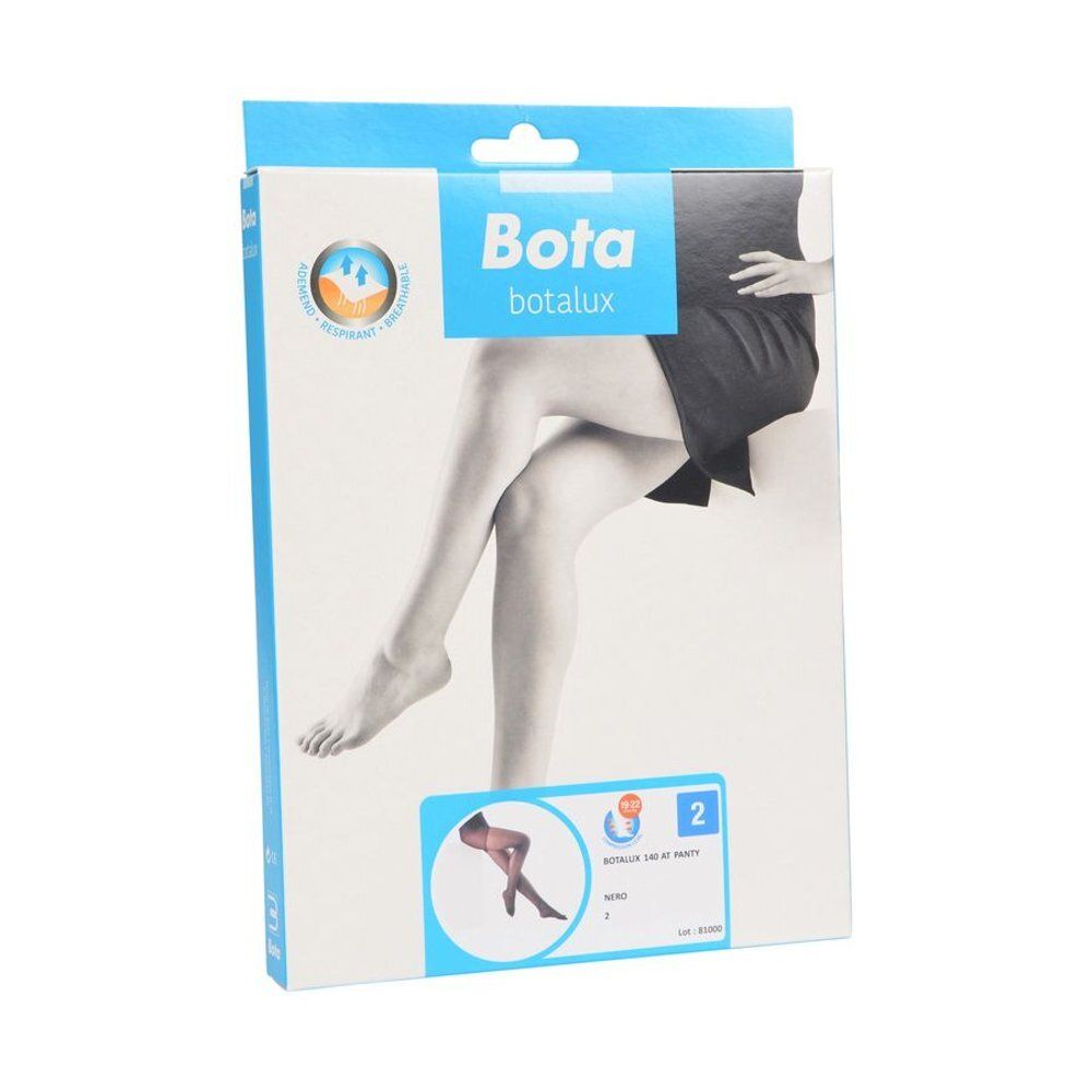 Emballage Botalux 140 Panty Support Nero N2. Inscription : Bota, botalux, femme en collant. Taille 2.
