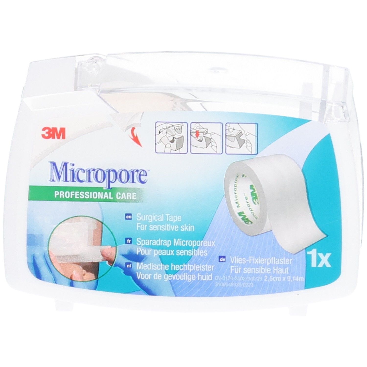 Ruban chirurgical professionnel 3M Micropore pour peaux sensibles, 1 rouleau.