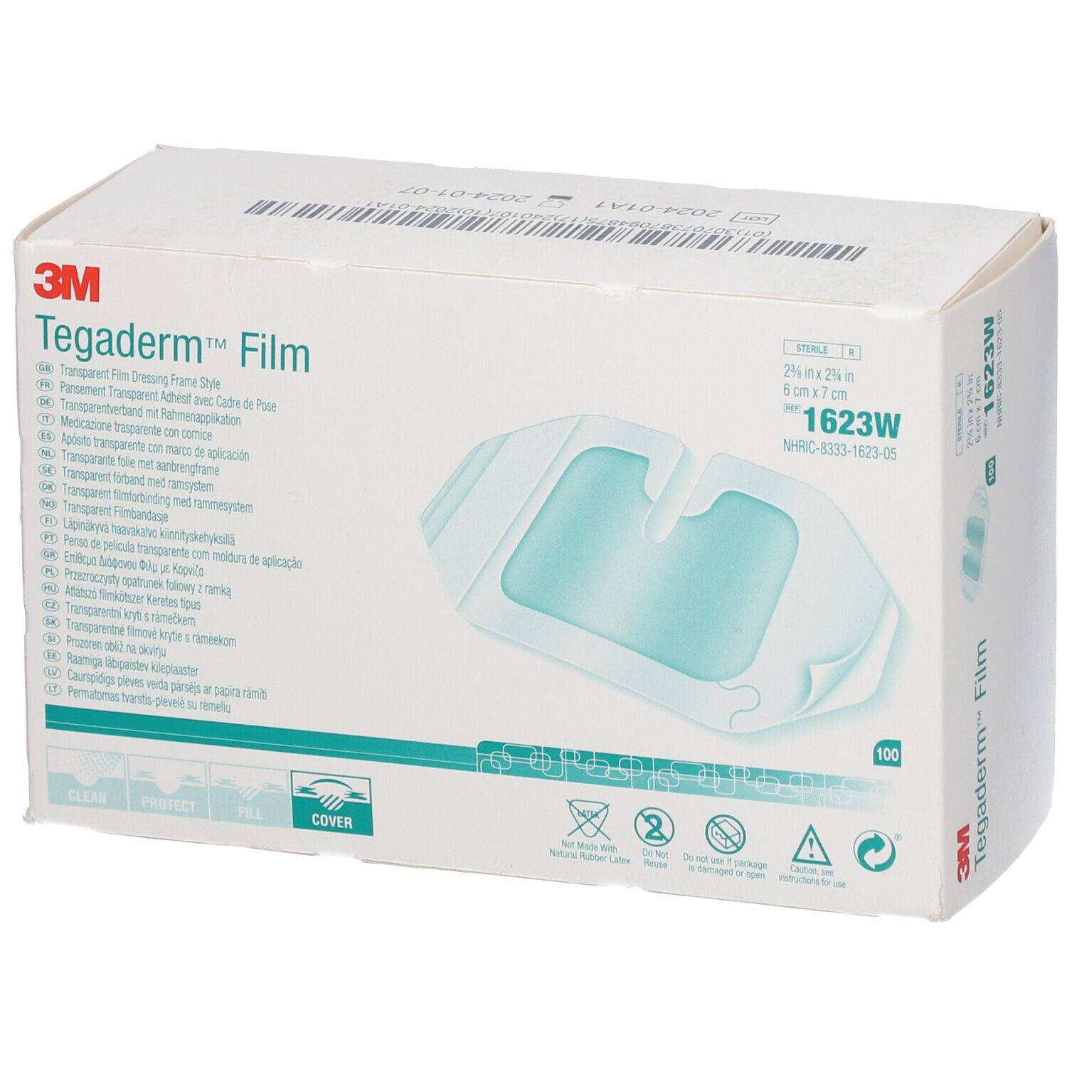 3M™ Tegaderm™ Film Pansements fendus pour cathéter (6 cm x 7 cm) 1623W