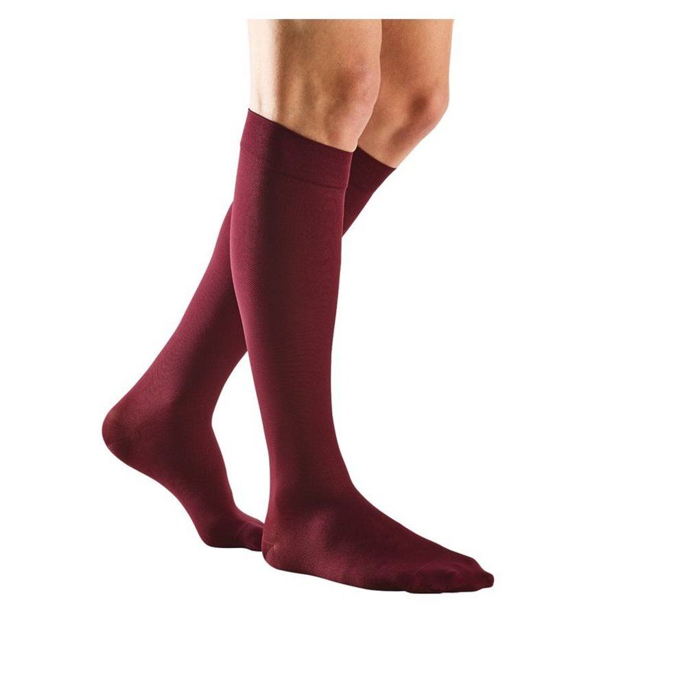 Bas de maintien bordeaux. Vue du produit. Taille 2, 39/40. Sur fond clair.