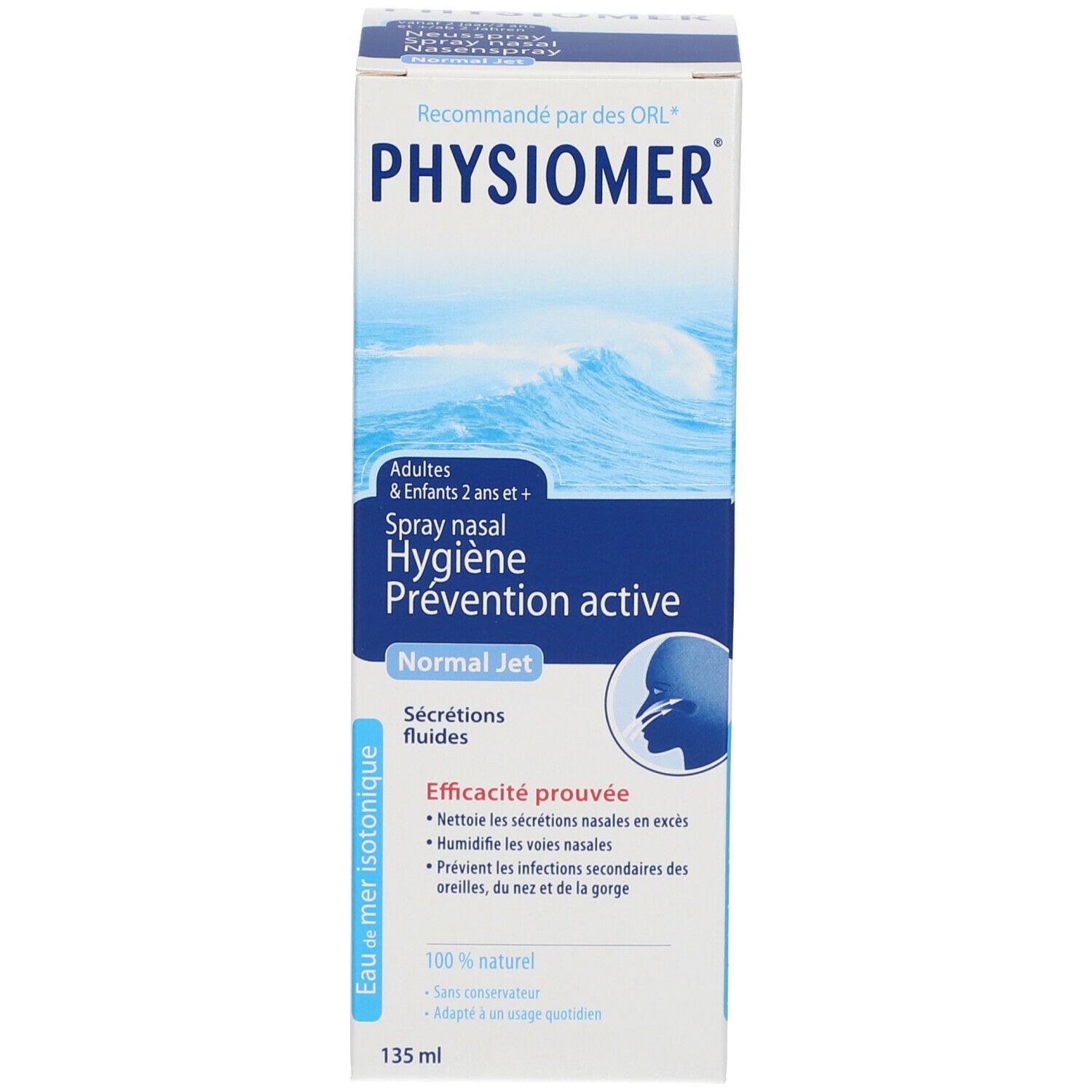 Physiomer Normal Jet Lavage Dynamique des Fosses Nasales Adultes & Enfants  dès 2 ans 135ml - Pharma Online