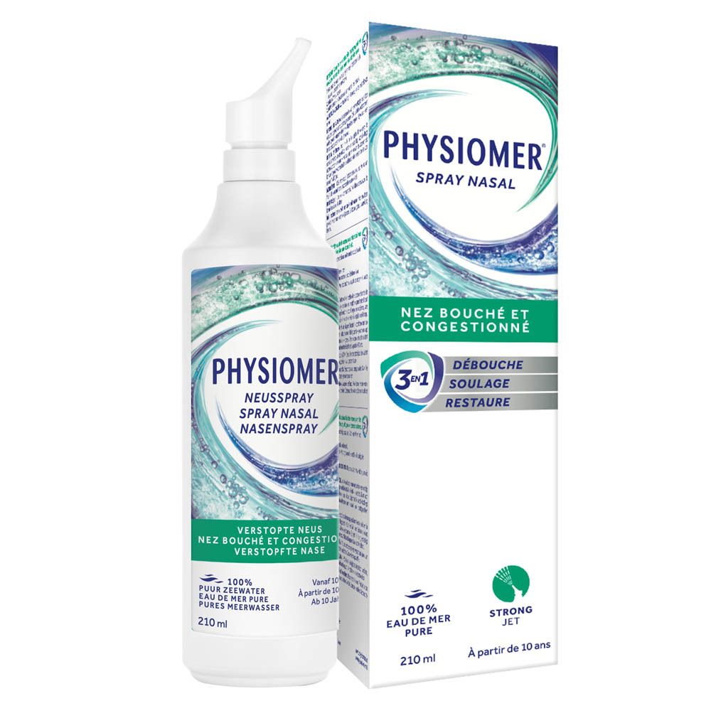 PHYSIOMER® Strong Jet Spray nasal avec applicateur et emballage. 210ml.