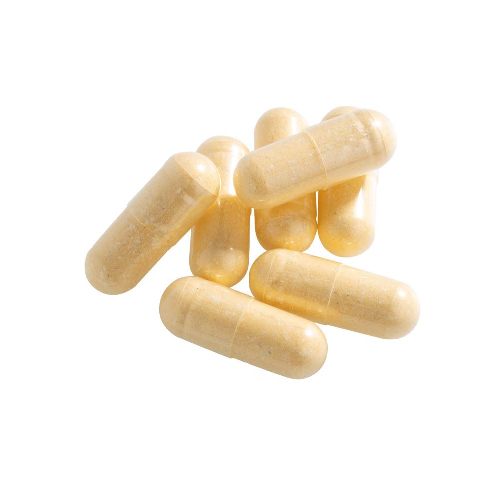 Flacon blanc avec étiquette Glucobalance. Inscription Biotics Research, 90 gélules. Bouchon scellé.
