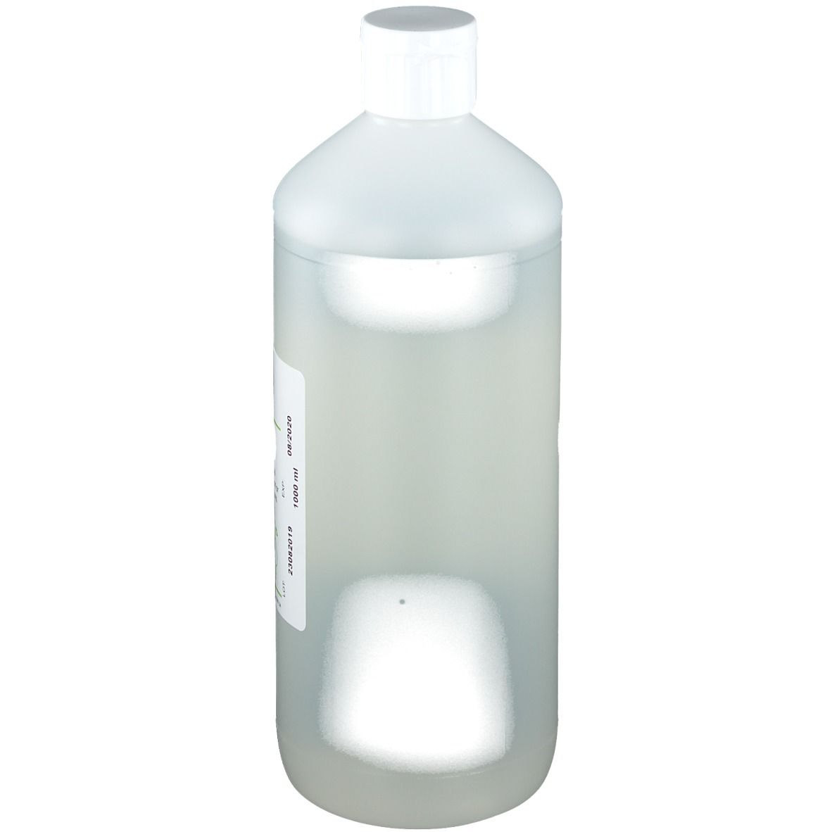 Flacon transparent avec bouchon blanc. Étiquette avec nom du produit: VMD Obstetric Gel. Volume: 1000 ml. Étiquette avec texte.