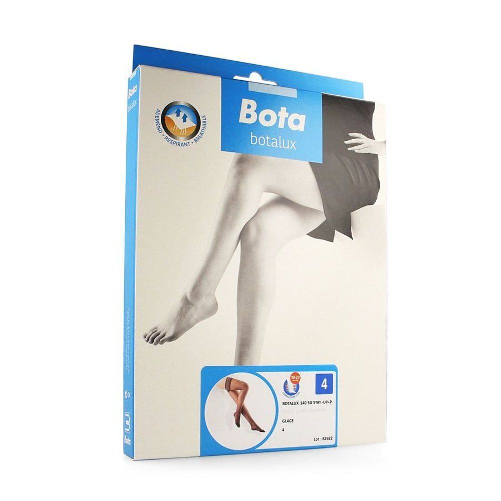 Bas autofixants beiges avec dentelle en haut.
