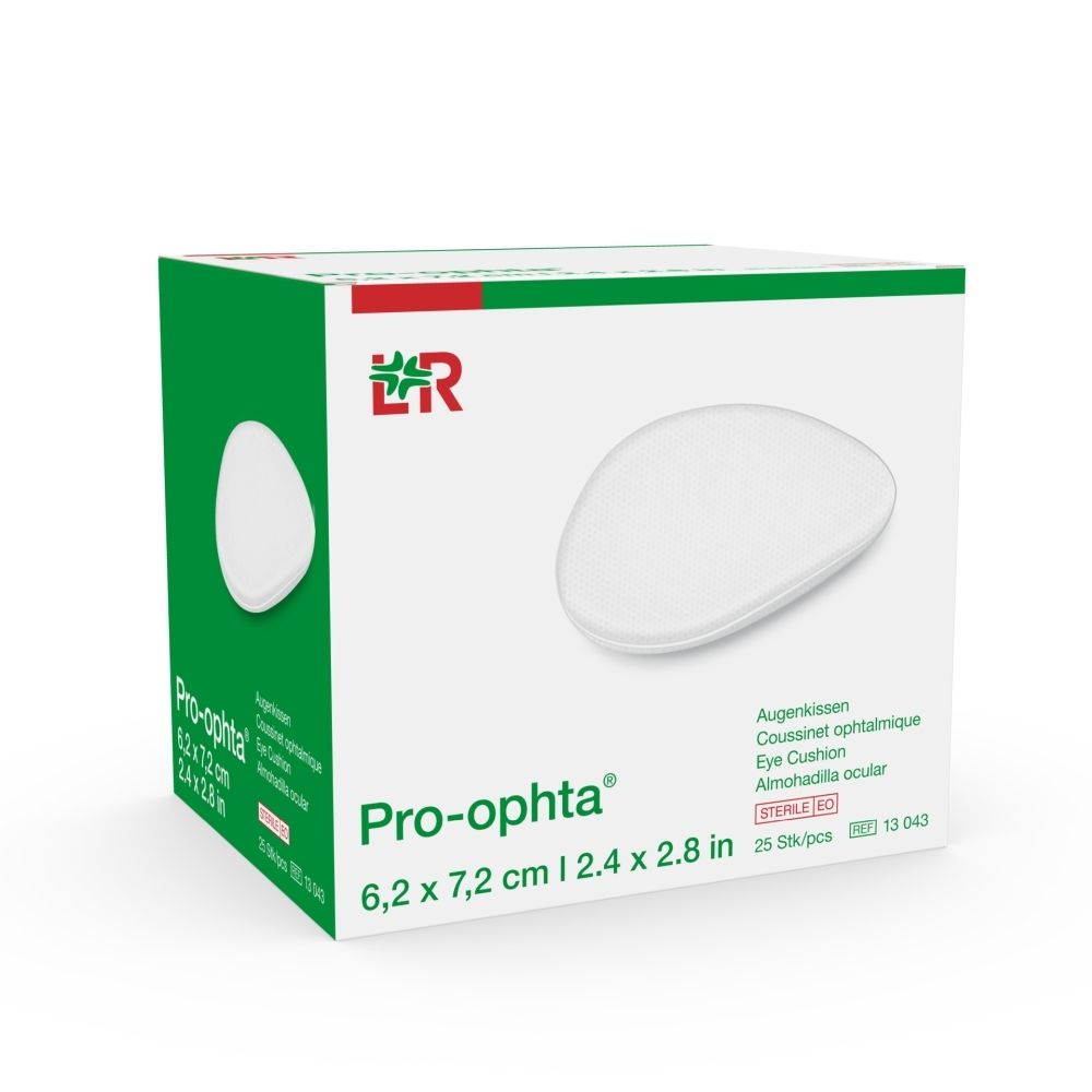 Emballage de compresses oculaires "Pro-ophta", 6,2 x 7,2 cm, 25 pièces.