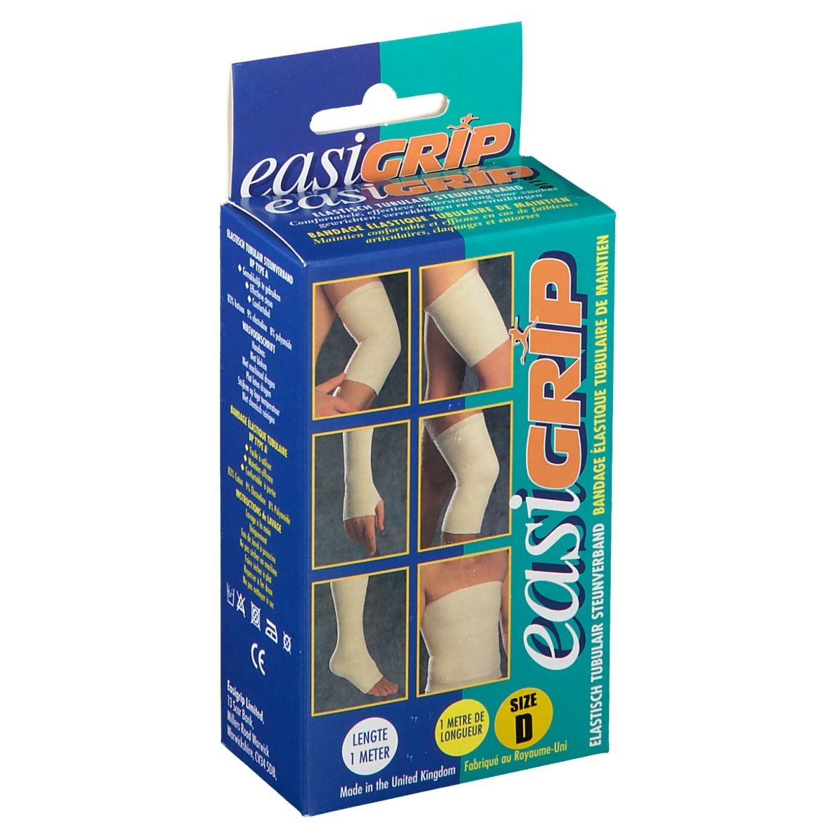 Emballage Easigrip Elast Wit D. Applications de bandage sur jambe, bras et pied. Taille D, 1 mètre.
