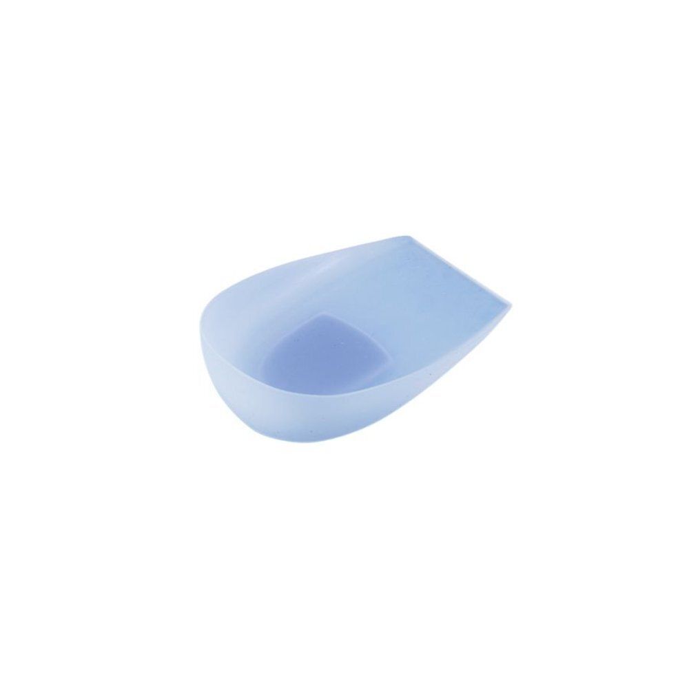 Coussinet de talon bleu clair en forme de goutte, avec une dépression bleue.