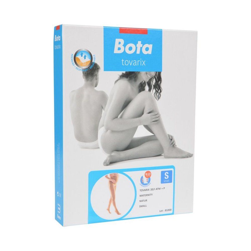 Vue de face de l'emballage Bota Tovarix. Impression : Bota, image du produit, indication de taille.